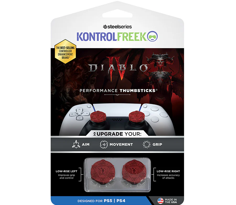 KONTROLFREEK Performance Thumbstick For PlayStation 4 DualShock 4 Controller / PlayStation 5 DualSense Controller / Xbox One Controller (Diablo IV RED Edition)