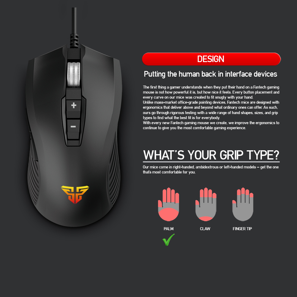 FANTECH X14 Rangers | Adjustable 500 - 4000DPI | Huano 20 Million Switch | 7 Programmable Buttons | Wired Customizable 16.8 Million RGB Gaming Mouse (Black)