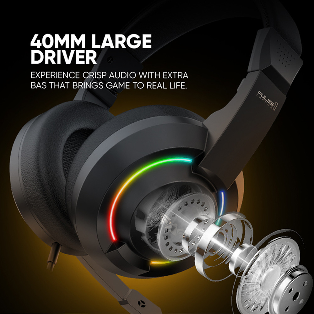 ARMAGGEDDON Pulse 1 Chroma | 40mm Large Drivers | Multi-Color LED | 2.1 Stereo Sound | USB-&-3.5mm-Jack-Connection RGB Gaming Headphones & Headsets (Black)