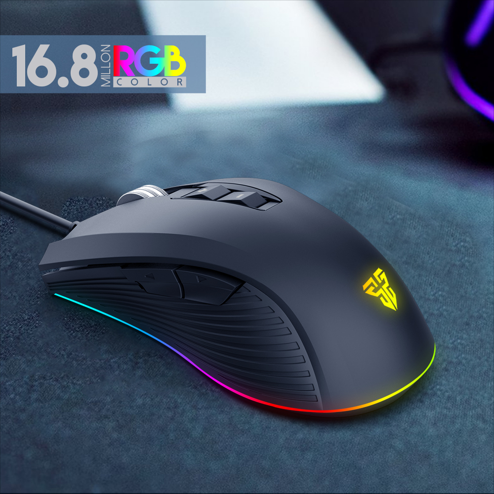 FANTECH X14 Rangers | Adjustable 500 - 4000DPI | Huano 20 Million Switch | 7 Programmable Buttons | Wired Customizable 16.8 Million RGB Gaming Mouse (Black)