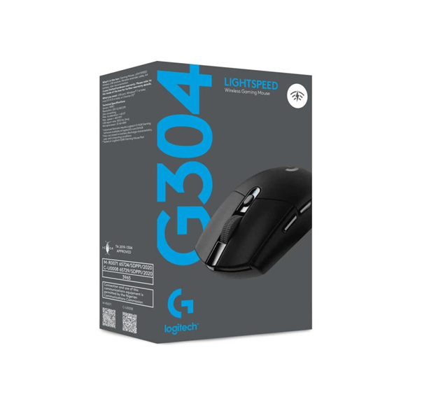LOGITECH G304 Lightspeed | Maximum 12000 DPI | 250 Hours Playtime | Mechanical Button | 6 Programmable Buttons | HERO Optical Sensor | Wireless Gaming Mouse (Black)