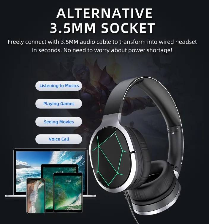 AWEI A799BL | 40mm Driver | 25 Hours Playtime | Foldable | Wireless Bluetooth Gaming Headphones & Headsets (Black)