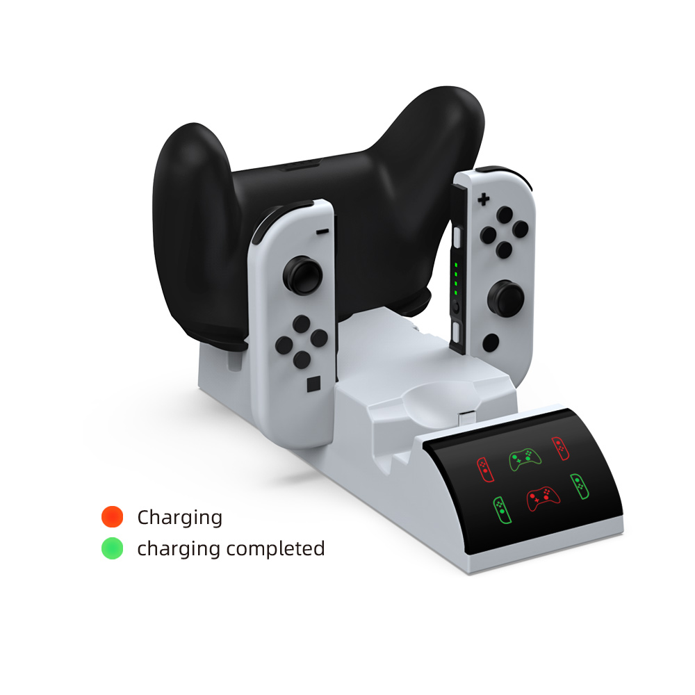DOBE TNS-19035 6-IN-1 Multi-Function Charging Dock For Nintendo Switch Joy-Pad / Pro Controller / Poke Ball Plus (White)