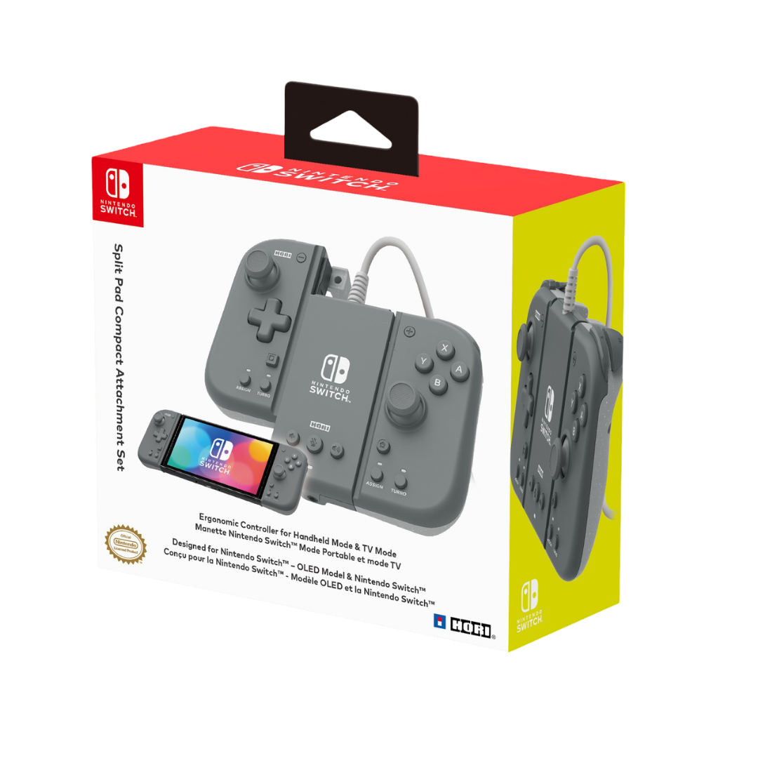 HORI NSW-426A Split Pad Compact Controller + Attachment Set For Nintendo Switch V1 / V2 / OLED (Slate Grey)
