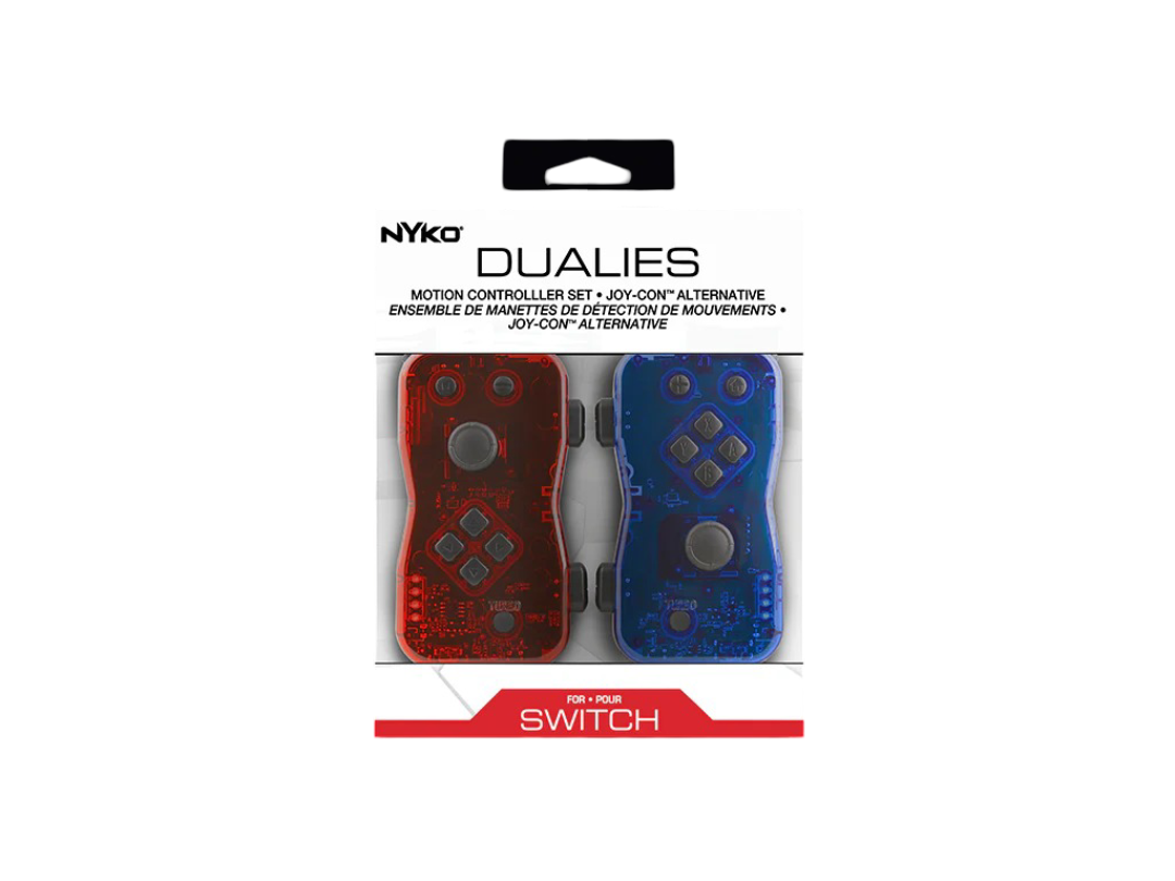 NYKO Dualies Motion Controllers Set For Nintendo Switch V1 / V2 / OLED (Transparent Red & Blue)