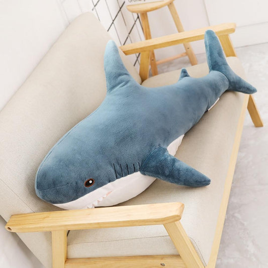 Shark Plush Toy Soft Toy Plushie Toy Bolster Baby Shark Pillow Cushion Sleeping Pillow Blue
