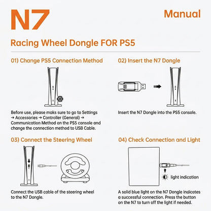 PXN N7 Racing Wheel Converter for PXN V9 GEN 2 / PXN V99 for PS5 Playstation 5 Compatible Dongle