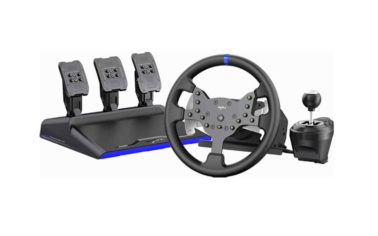 PXN V99 Adjustable Steering Rotation 270° and 900° Realistic Dual-Motor Feedback Steering Wheel with Hall Magnetic Pedal and Shifter For PC / PS / Xbox