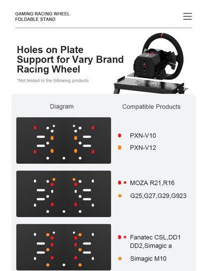 PXN A10 Foldable and Adjustable Racing Rig Simulator Steering Wheel Stand Mount