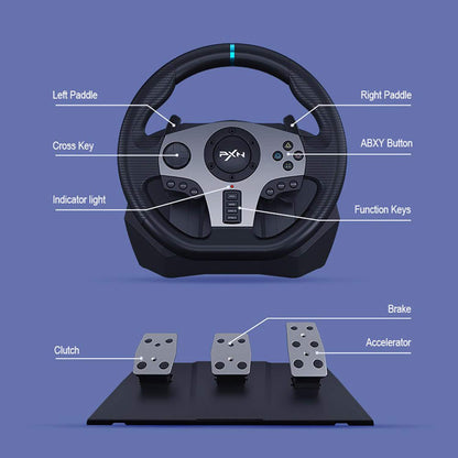 PXN V9 Gaming Steering Wheel with Pedal PXN-V9 Gamepad Racing Manual Transmission Vibration For PC / PS / Xbox / Switch