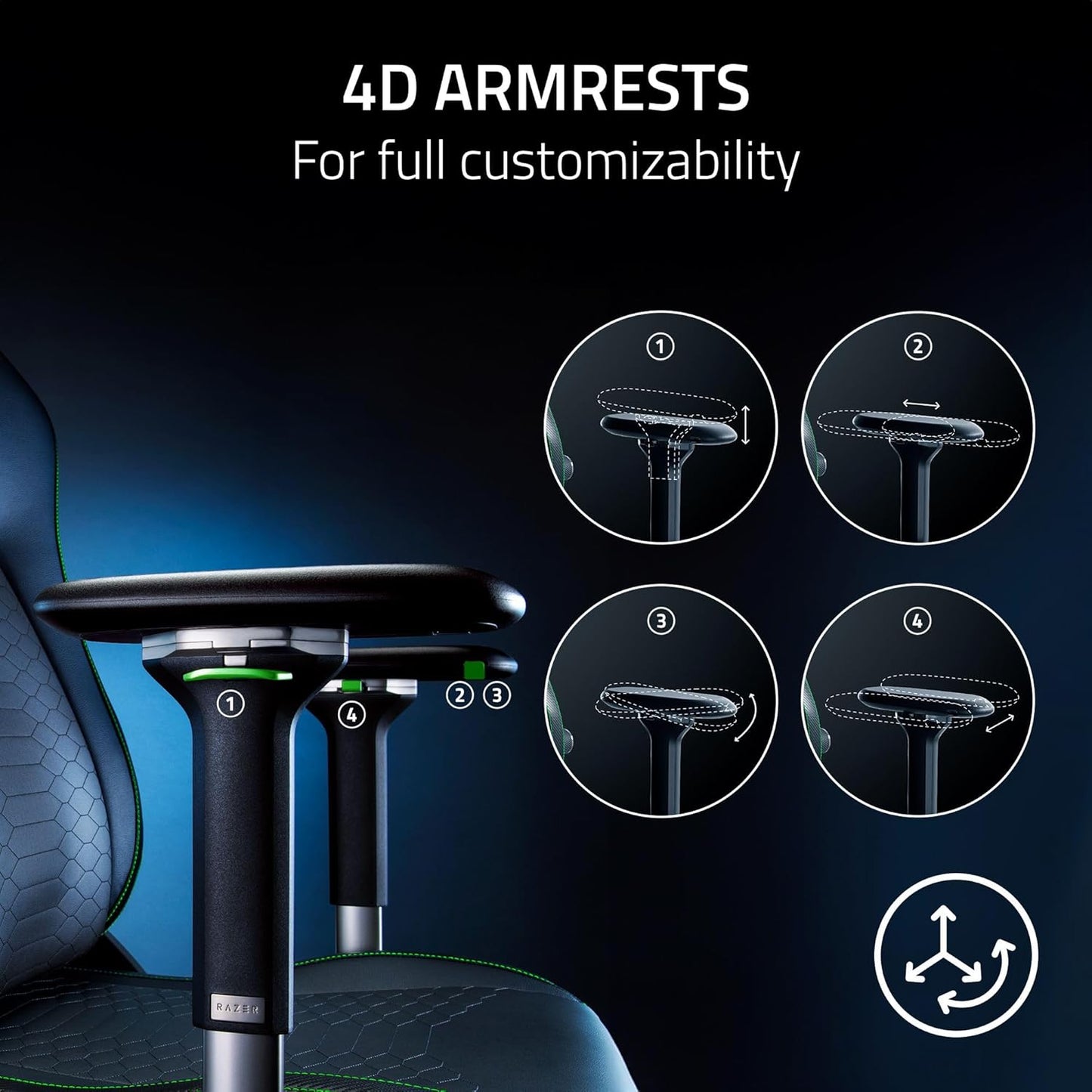 Razer Iskur V2 Gaming Chair Fabric Black Green