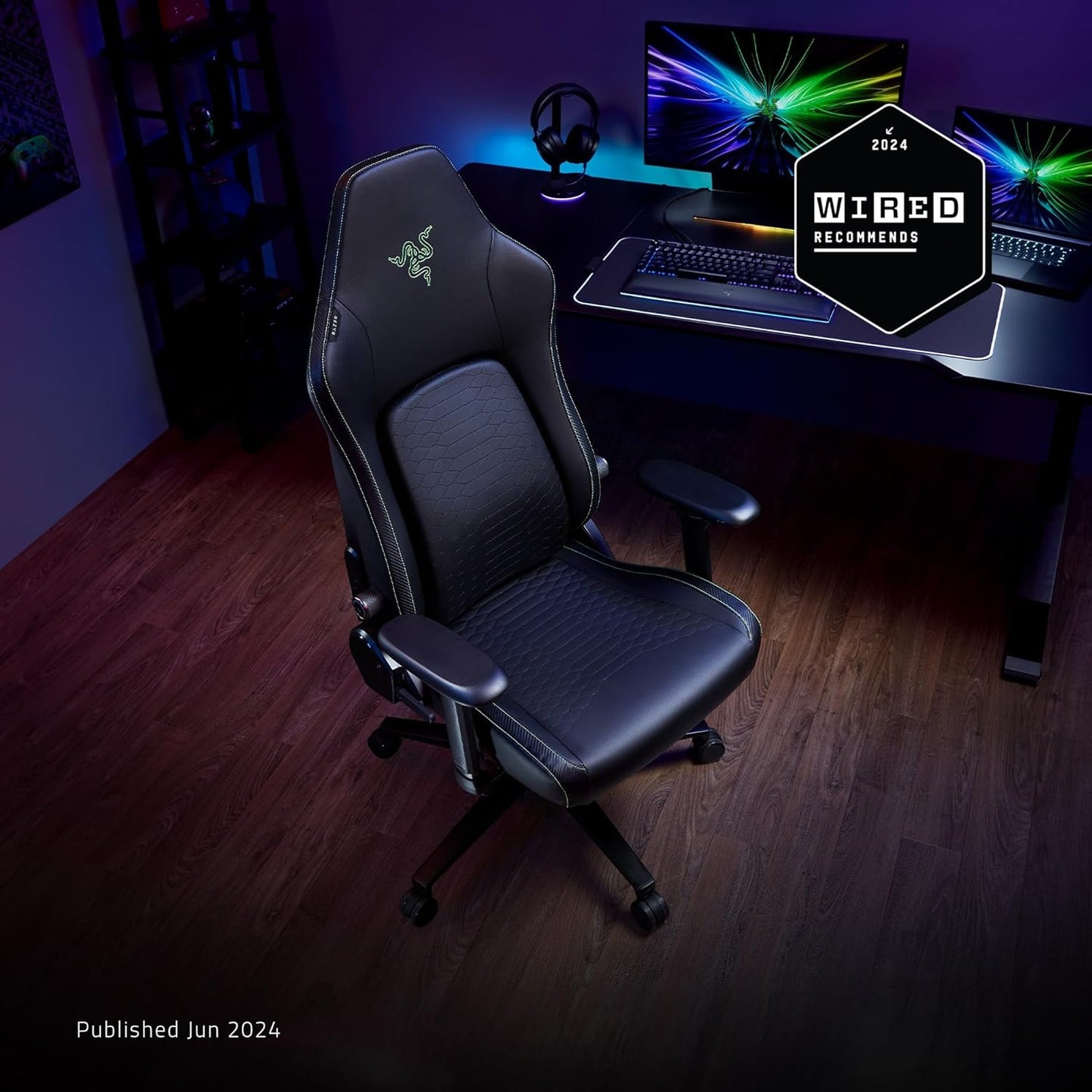 Razer Iskur V2 Gaming Chair Fabric Black Green