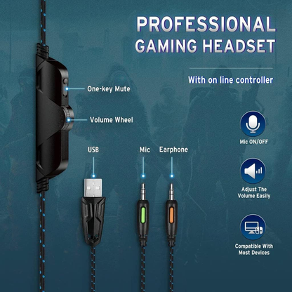 ONIKUMA K1-B | 50mm Driver | 7.1 Surround Sound | Adjustable Noise-Cancelling Microphone | Ergonomic | Wired Gaming Headphones & Headsets (Red)