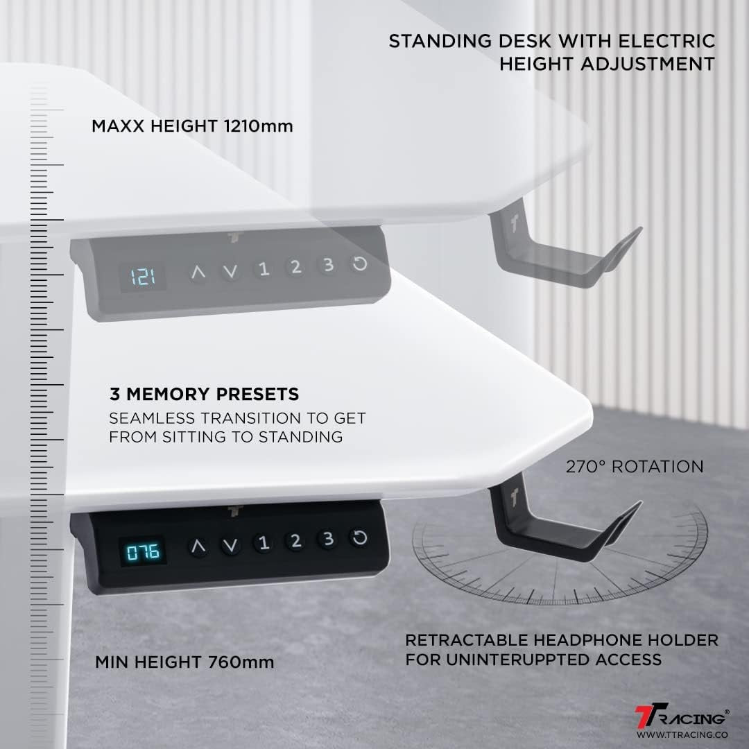 TTRacing Titus Smart Desk Howlite Series (Large - 160cm x 80cm) [White]