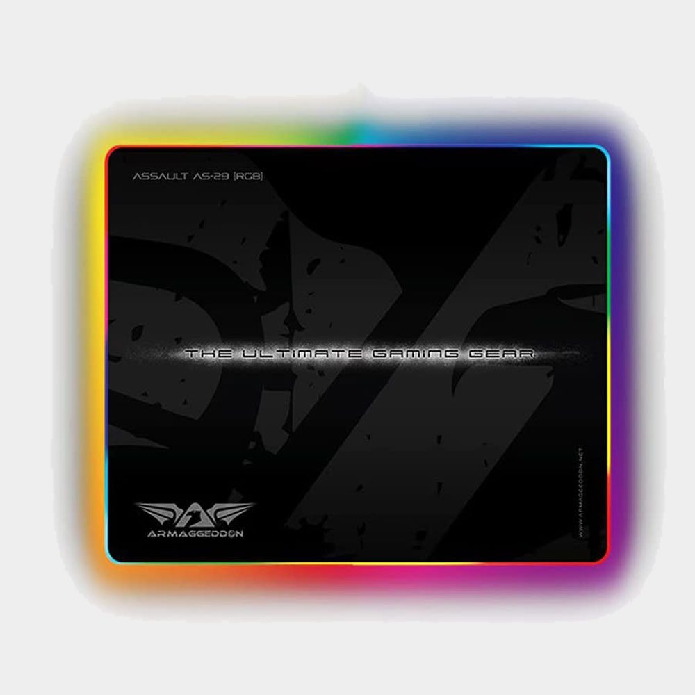 ARMAGGEDDON Assault AS-29R Pro | Anti-skid Rubber Base | Soft Cloth Surface | 5 Lighting Mode | LED Light Button Control | USB Wired | RGB Gaming Mousepad (Black / 300mm x 250mm x 3mm)