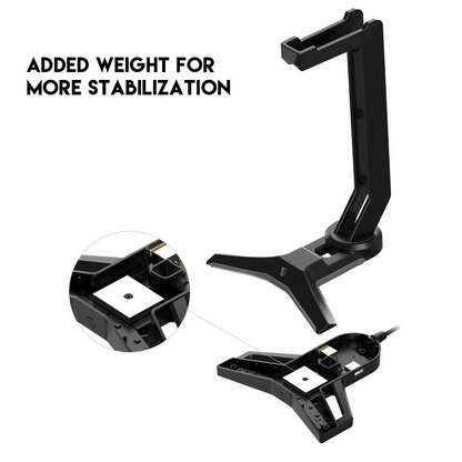 FANTECH Tower II AC304 Pro | 7 RGB Lighting Effects | Durable | Triangular Non-slip Base | Built-in Weight | RGB Gaming Headset Stand (Black)