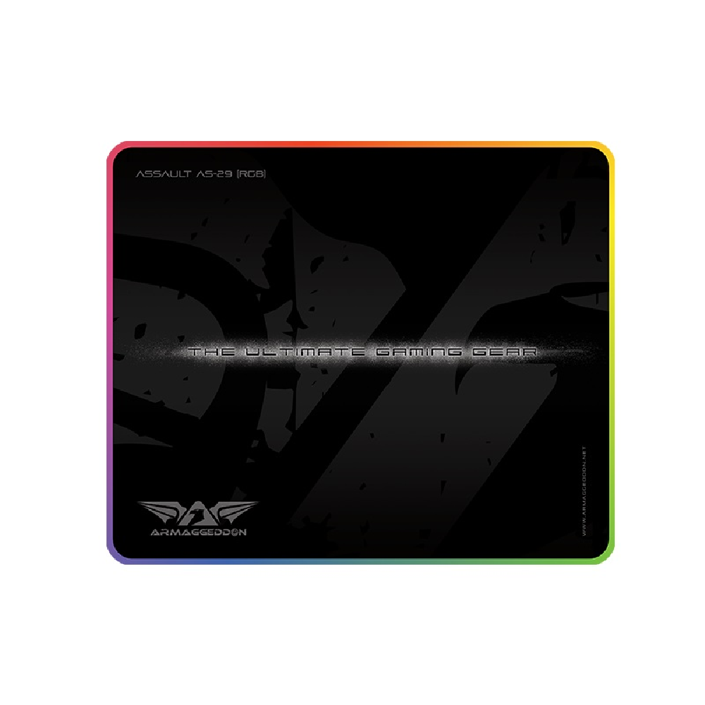 ARMAGGEDDON Assault AS-29R Pro | Anti-skid Rubber Base | Soft Cloth Surface | 5 Lighting Mode | LED Light Button Control | USB Wired | RGB Gaming Mousepad (Black / 300mm x 250mm x 3mm)