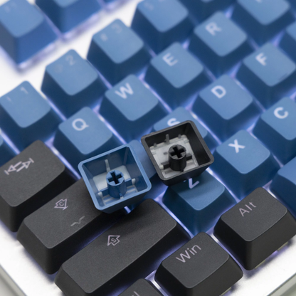 TAI-HAO Double Shot 132 Keycaps Set | PBT | Cubic OEM Profile | US Layout | Cherry MX Switch Types | Backlit | Keyboard Keycaps (Dark Forest Blue)