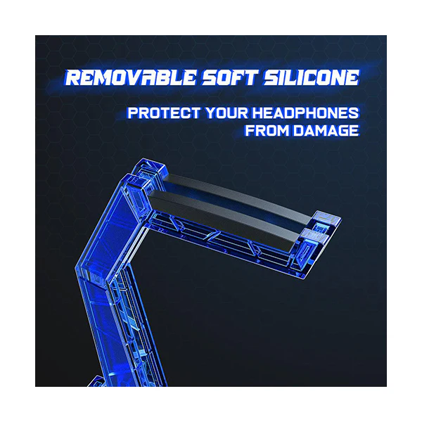 ONIKUMA ST-3 | Unique Design | Removable Soft Silicone | Anti-slip Base | Plastic Acrylic | Gaming Headsets Stand (Blue)