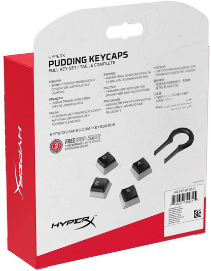 HYPERX Pudding Keycaps | 104 Keys | Double Shot | PBT | Translucent Layer | Made For RGB | Keyboard Keycaps (Black)