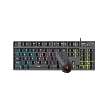 FANTECH KS302S Mouse + Keyboard Combo | Floating Switches | 104 Keys | 25 Keys Anti-Ghosting | Backlit | Adjustable 4 Stages DPI | Optical Sensor | Aluminum Alloy Cover | Wired RGB Gaming Keyboard and Mouse