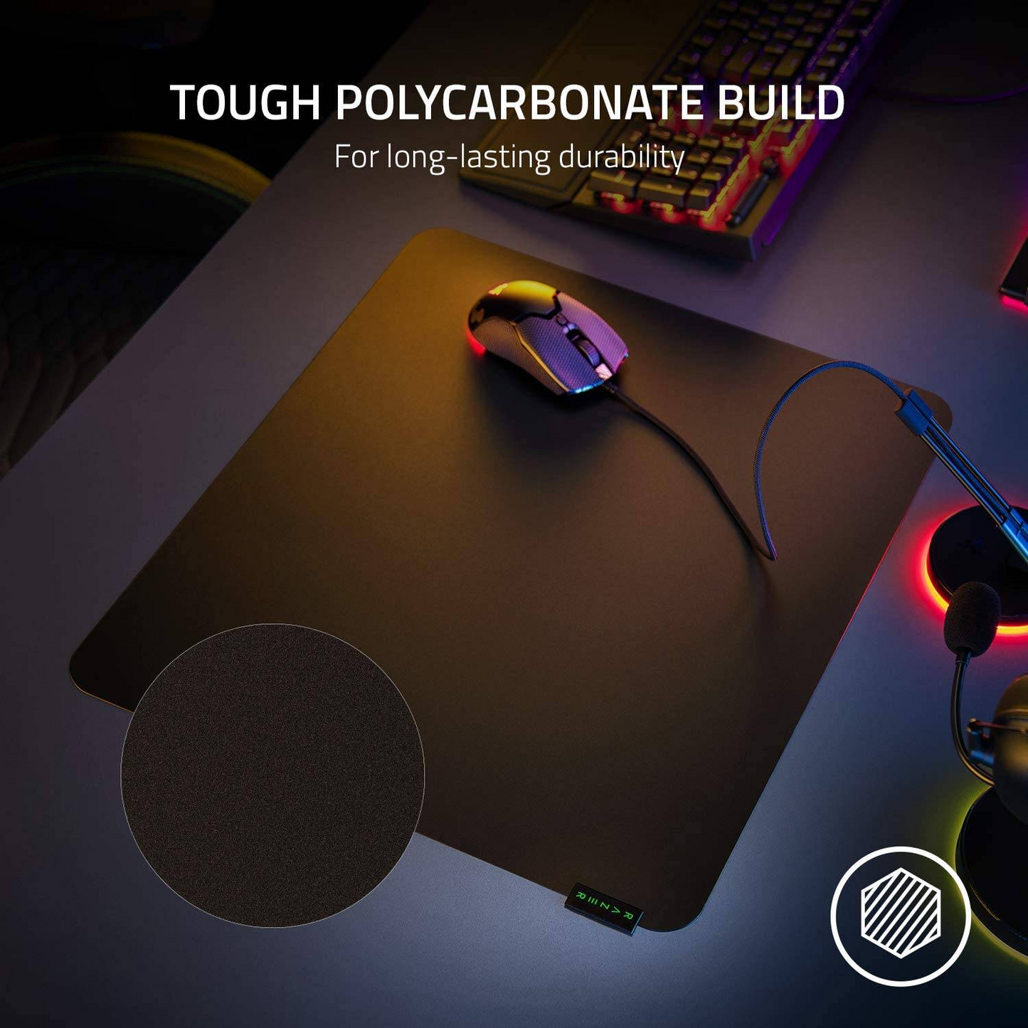 RAZER Sphex V3 | Adhesive Base | Tough Polycarbonate Surface | Ultra Thin | Gaming Mousepad (Black / 450mm x 400mm x 0.4mm)