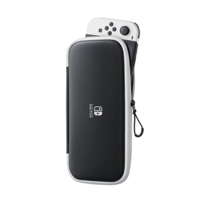 Nintendo Switch Slim Hard Carry Pouch For Nintendo Switch V1 / V2 / OLED (Black with White Zipper)