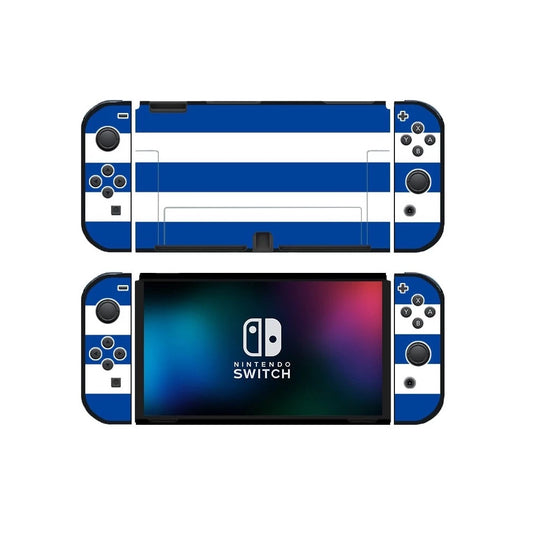 360 Degree Omni-directional Protection Hard PC Shell For Nintendo Switch OLED (Blue Stripes Edition)