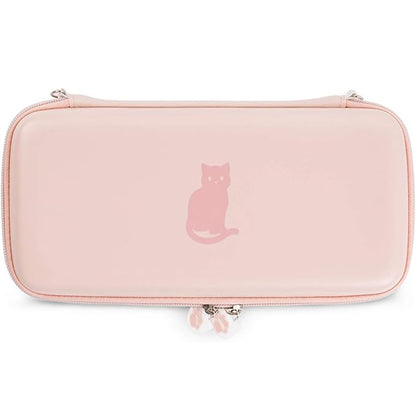 GEEKSHARE Nintendo Switch Slim Hard Carrying Case | PU Material | Cute & Eye-Catching | Carrying Case For Nintendo Switch V1 / V2 / OLED (Pink Cat Paw)