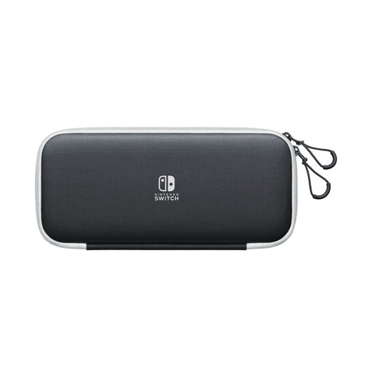 Nintendo Switch Slim Hard Carry Pouch For Nintendo Switch V1 / V2 / OLED (Black with White Zipper)