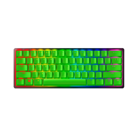 RZAER PBT Keycaps + Coiled Cable Upgrade Set | 120 Keys | Double Shot | PBT | Made For Cross-axis Switches | Keyboard Keycaps (Razer Green)