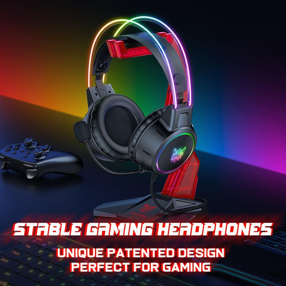ONIKUMA ST-3 | Unique Design | Removable Soft Silicone | Anti-slip Base | Plastic Acrylic | Gaming Headsets Stand (Red)