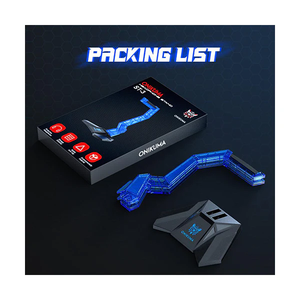 ONIKUMA ST-3 | Unique Design | Removable Soft Silicone | Anti-slip Base | Plastic Acrylic | Gaming Headsets Stand (Blue)