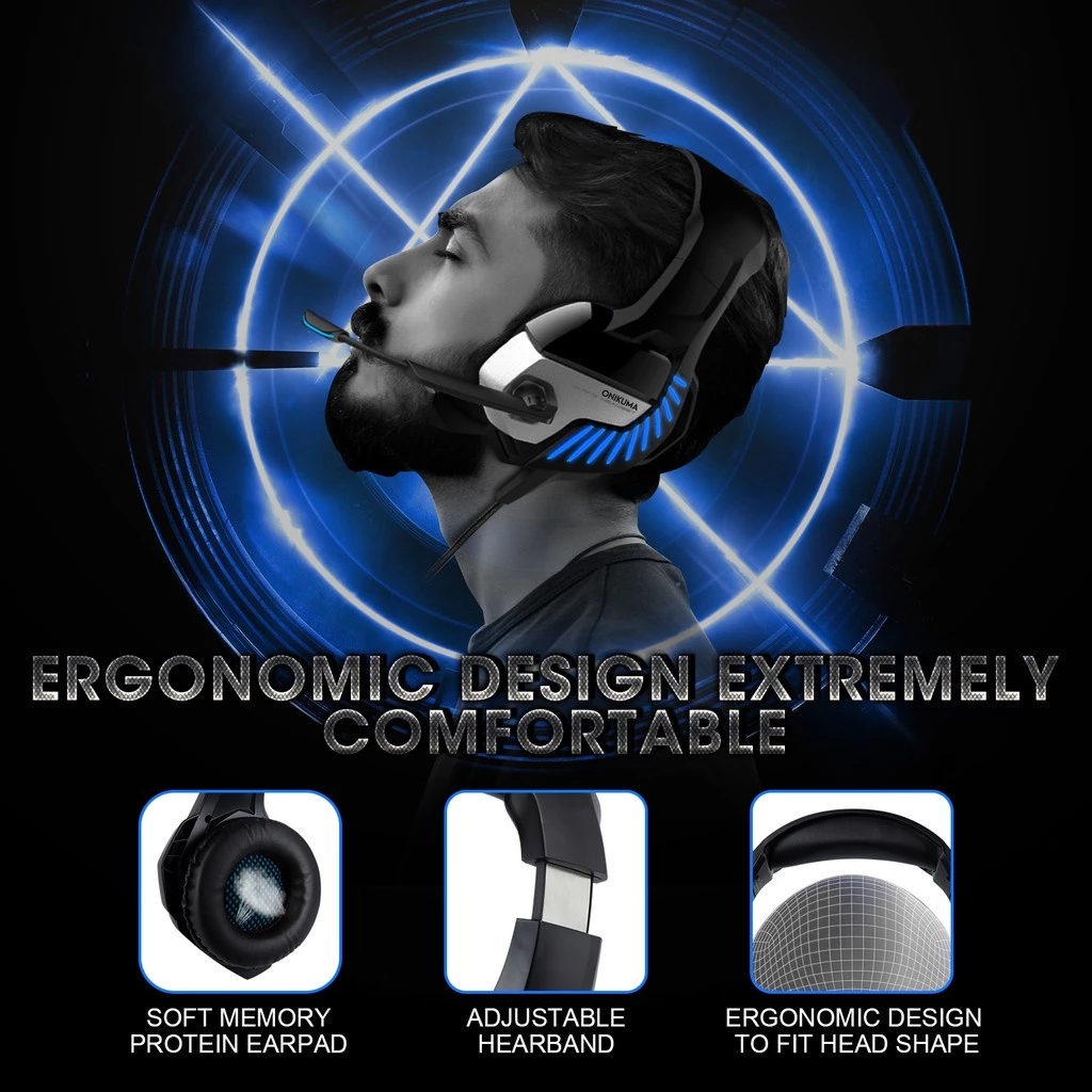 ONIKUMA K5 Pro | 50mm Driver | 7.1 Surround Sound | Noise Cancelling & Adjustable Microphone | Ergonomic | Wired RGB Gaming Headphones & Headsets (Red)