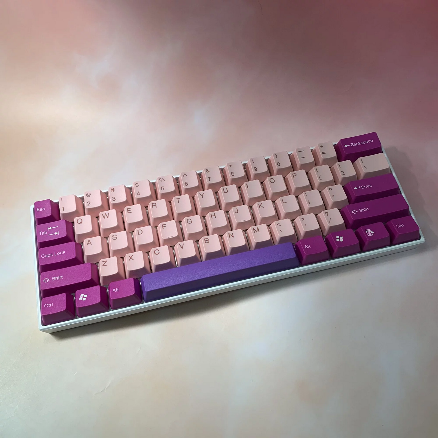 TAI-HAO Double Shot 104 Keycaps Set | ABS | US Layout | Cherry MX Switch Types | Keyboard Keycaps (Pink & Raspberry)