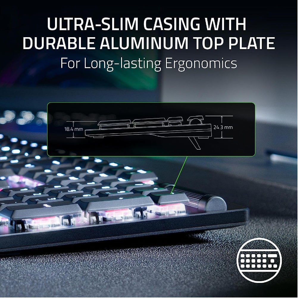 RAZER DeathStalker V2 | Razer Red Optical Switches | Laser-etched Keycaps |  Programmable Keys | Aluminum Alloy Top Case | Ergonomic & Ultra-slim Casing | Wired RGB Gaming Keyboard