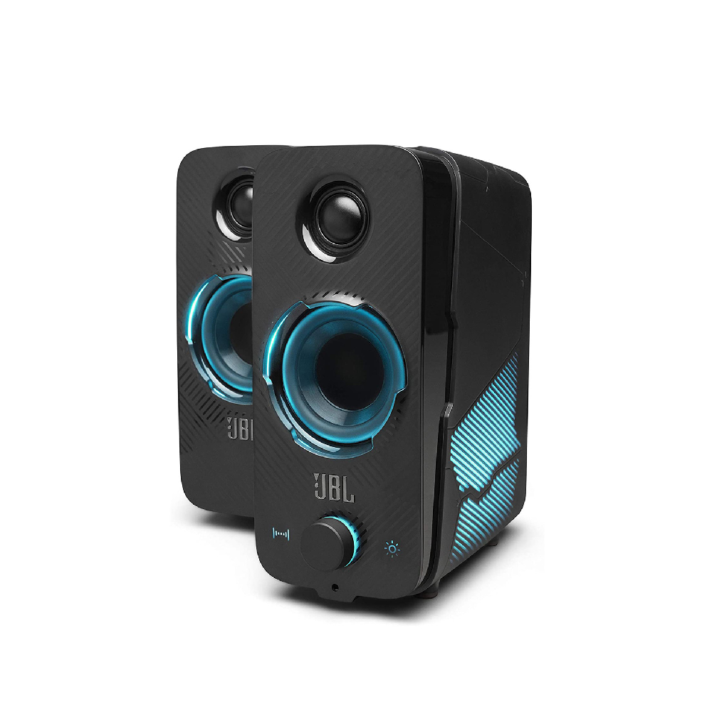 JBL Quantum Duo | Customizable Unique Lighting Effects | RMS 20W | LightSync | QuantumSOUND Signature | Wired & Wireless Bluetooth RGB Gaming Speaker