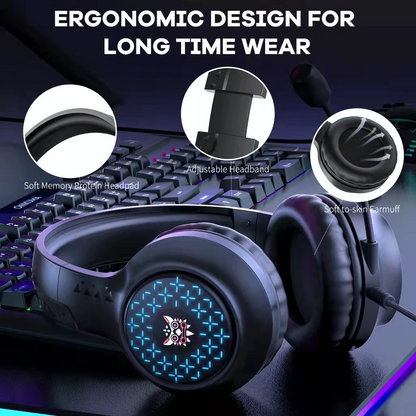 ONIKUMA X7 | 40mm Neodymium Driver | Noise Cancelling & Anti-Static Microphone | 6 Breathing Lighting Modes | Ergonomic | Wired RGB Gaming Headphones & Headsets (Black)