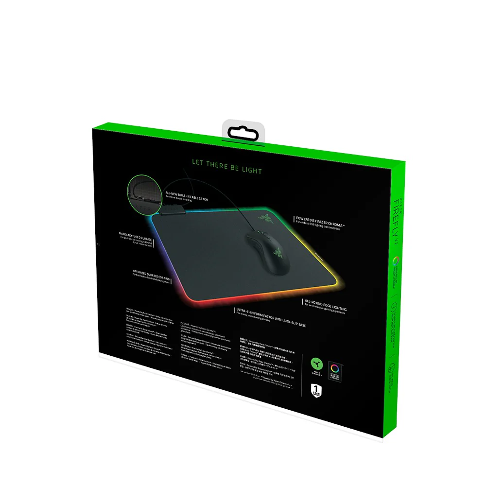 RAZER Firefly V2 | Ultra Thin Anti-slip Base | Micro-Textured Surface | Razer Chroma RGB | Built-in Cable Catch | RGB Gaming Mousepad (Black / 355mm x 255mm x 3mm)