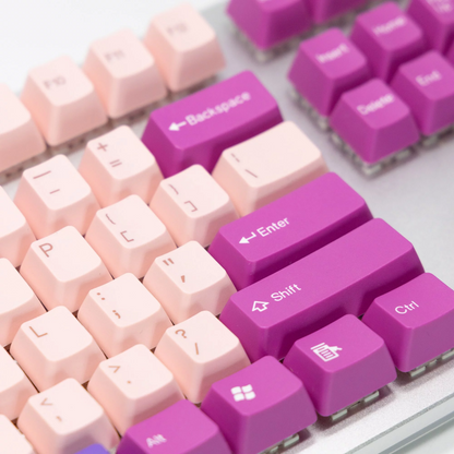 TAI-HAO Double Shot 104 Keycaps Set | ABS | US Layout | Cherry MX Switch Types | Keyboard Keycaps (Pink & Raspberry)