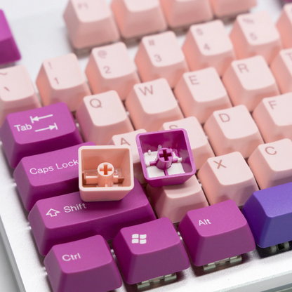 TAI-HAO Double Shot 104 Keycaps Set | ABS | US Layout | Cherry MX Switch Types | Keyboard Keycaps (Pink & Raspberry)