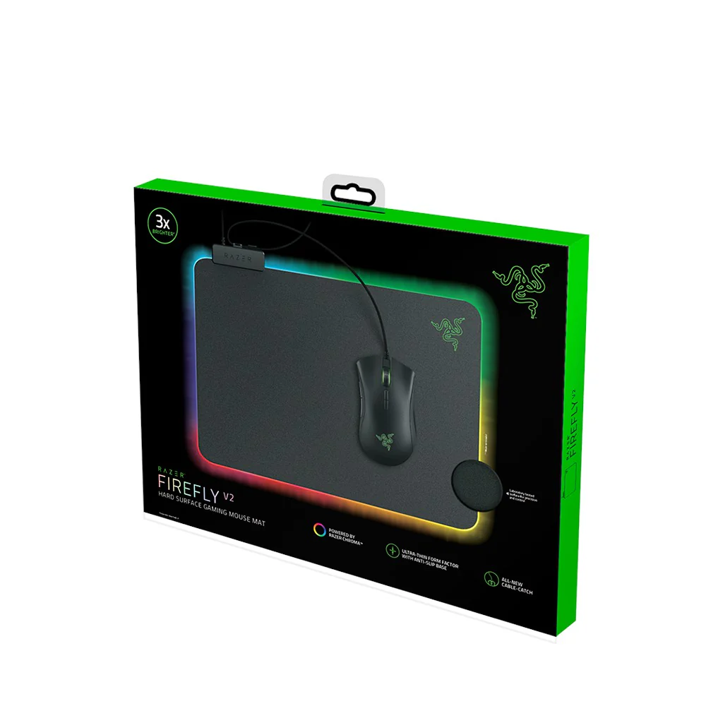 RAZER Firefly V2 | Ultra Thin Anti-slip Base | Micro-Textured Surface | Razer Chroma RGB | Built-in Cable Catch | RGB Gaming Mousepad (Black / 355mm x 255mm x 3mm)