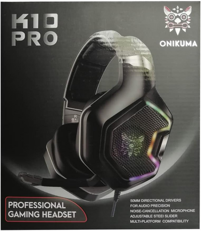 ONIKUMA K10 Pro | 50mm Directional Driver | 7.1 Surround Sound | Noise Cancelling & Folding Microphone | Lightweight | Wired Gaming Headphones & Headsets (Black)