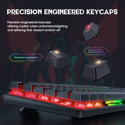 ONIKUMA G27 Chroma | Mechanical Switches | 29 Keys Anti-Ghosting | 6 Color Backlights + 8 Lighting Mode | Ergonomic Design | Wired RGB Gaming Keyboard