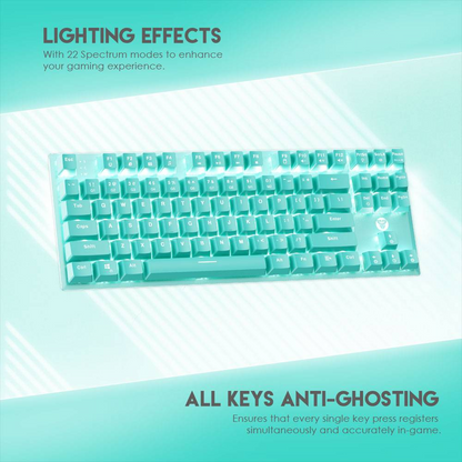 FANTECH MK856 MAXFIT87 | Mechanical Switches | 87 Keys | Full Key Anti-Ghosting | 22 Gradient RGB Modes | Programmable Macro Wired RGB Gaming Keyboard (Mint Edition)