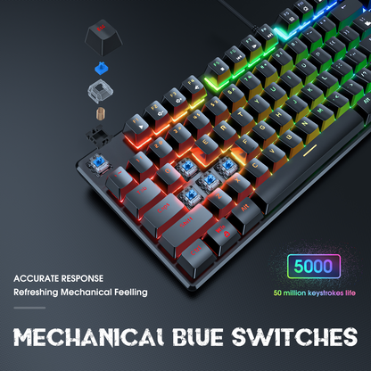 ONIKUMA G27 Chroma | Mechanical Switches | 29 Keys Anti-Ghosting | 6 Color Backlights + 8 Lighting Mode | Ergonomic Design | Wired RGB Gaming Keyboard