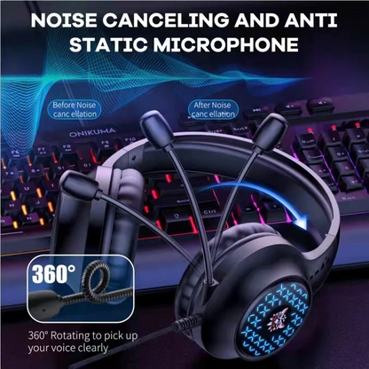 ONIKUMA X7 | 40mm Neodymium Driver | Noise Cancelling & Anti-Static Microphone | 6 Breathing Lighting Modes | Ergonomic | Wired RGB Gaming Headphones & Headsets (Black)