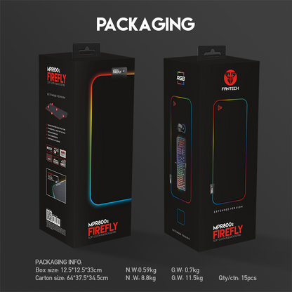 FANTECH MPR800S Firefly | 4 Mode RGB Spectrum Lighting | Soft Cloth | Anti-slip Rubber Base | RGB Gaming Mousepad (Black / 800mm x 300mm x 4mm)