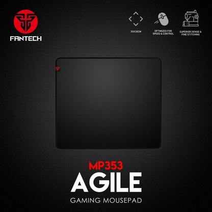 FANTECH MP353 Agile | Anti-slip Base | Spill Resistant | Anti-fray Edge Stitching | Gaming Mousepad (Black / 350mm x 300mm x 4mm)