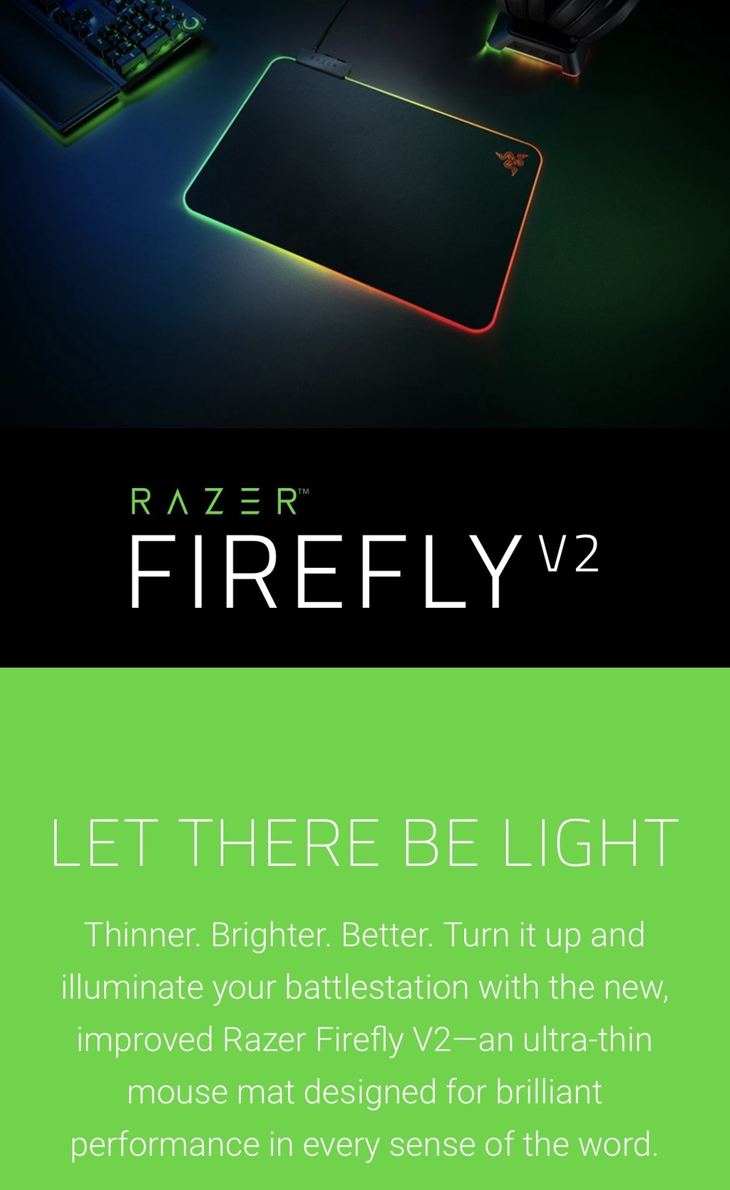 RAZER Firefly V2 | Ultra Thin Anti-slip Base | Micro-Textured Surface | Razer Chroma RGB | Built-in Cable Catch | RGB Gaming Mousepad (Black / 355mm x 255mm x 3mm)